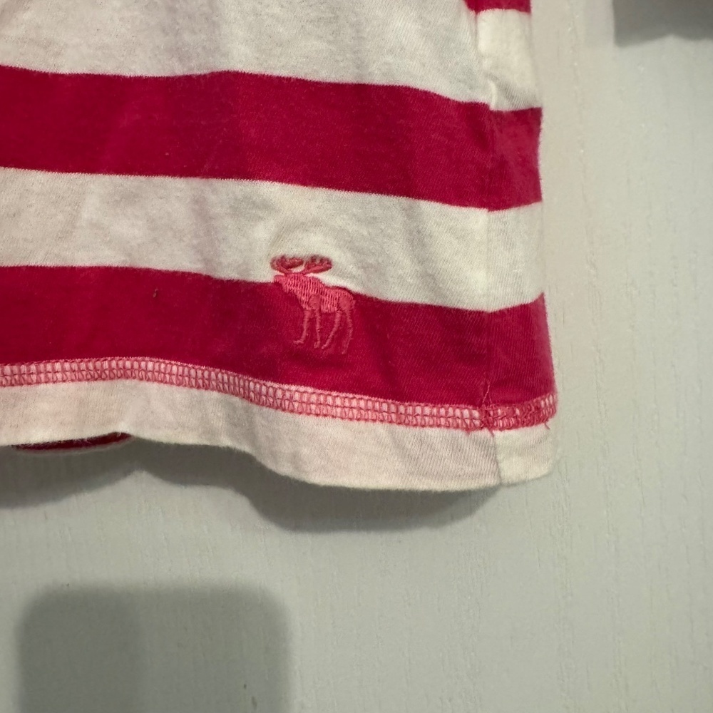 Abercrombie Kids girls pink stripe 3/4 cuff sleeve knit top M trendy 100% cotton - Picture 5 of 9